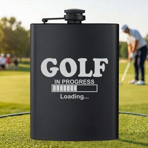 Personalized Golf Loading Sports Black Flask | Golf | Sports